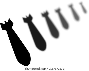 Un conjunto de íconos de las bombas de aire, de diferentes tamaños, de diferente transparencia y con la ilusión de ser retiradas. Aislado sobre fondo blanco. Icono de la bomba de aviación Ilustración del vector, EPS 10