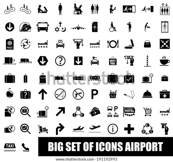 Set Icons Airport On White Background Stock Vector (Royalty Free ...