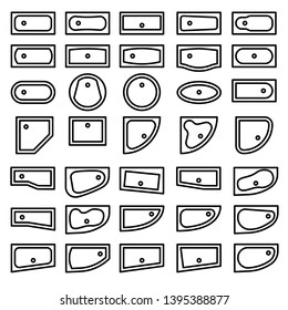 Set of icons. All types of bathtubs