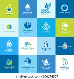 Set of icons for all types of water