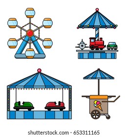 Set icons amusement park isolated on white background.