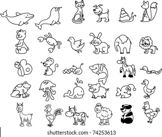 set of icons of animals