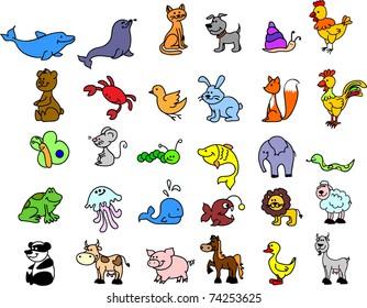 set of icons of animals