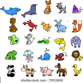 a set of icons animals, birds, fish