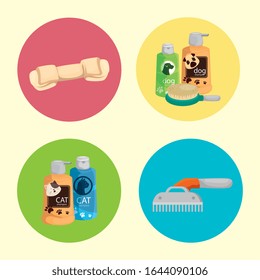 set icons for animals in frame circular vector illustration design