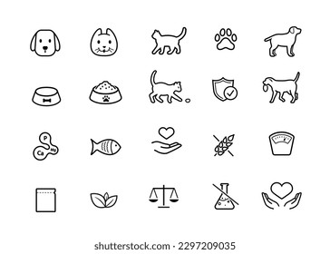 A set of icons for animals. The outline icons are well scalable and editable. Contrasting elements are good for different backgrounds. EPS10.	