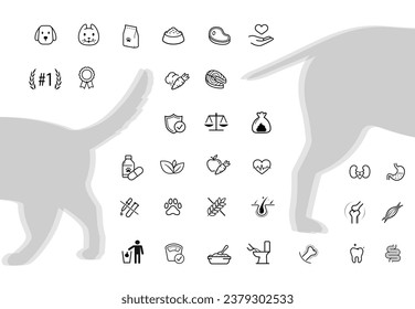 A set of icons for animals. The outline icons are well scalable and editable. Contrasting elements are good for different backgrounds. EPS10.