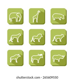 Set with icons - animals. Savanna. A vector.