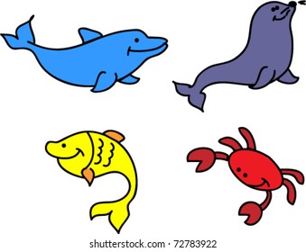  set of icons of animals, the vector