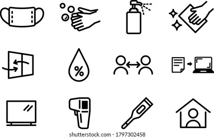 Set of icons for anti-corona virus