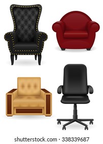 set icons armchair furniture vector illustration isolated on white background