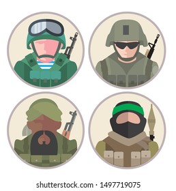 set icons of army vector illustration