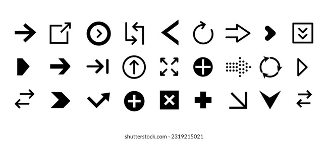 establecer iconos. Icono de flecha. Colección vectorial de flecha. Flecha. Cursor. Modernas flechas simples. Ilustración del vector