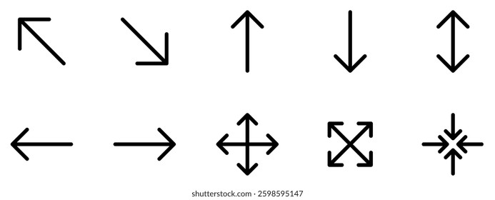 Set of icons. Arrow icons. Simple outline icons