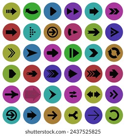 Set of icons with arrows. Simple arrow icon. Modern arrows in a circle. Set of arrows. EPS 10.