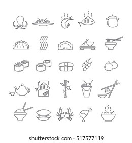 Set Of Icons With Asian Food