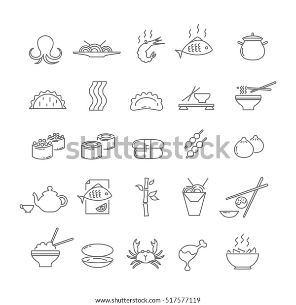 Set Icons Asian Food Stock Vector (Royalty Free) 517577119 | Shutterstock