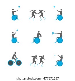 A set of icons with athletes with disabilities