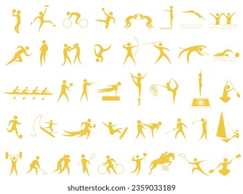 A set of icons of athletes from international sports competitions.