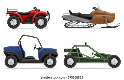 set icons atv automobile off roads vector illustration isolated on white background