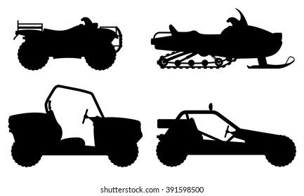 set icons atv automobile off roads vector illustration isolated on white background