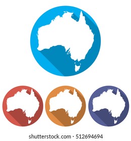 Set of icons Australia map in a flat style