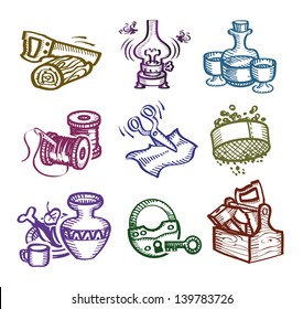 Set of icons. Author's illustration in vector