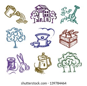 Set of icons. Author's illustration in vector