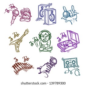 Set of icons. Author's illustration in vector