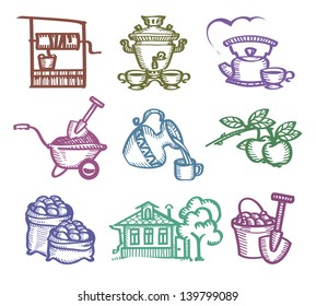 Set of icons. Author's illustration in vector