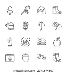 set of icons autumn isolated on white