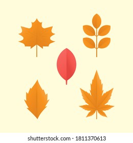 set of icons or autumn leaves elements. orange leaf or maple leaf.