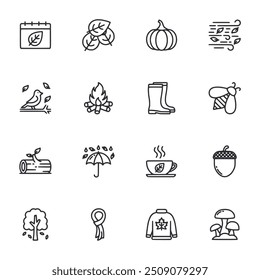 set of icons Autumn vector