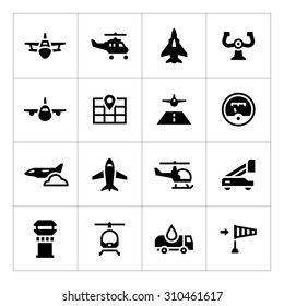 Set icons of aviation isolated on white. Vector illustration