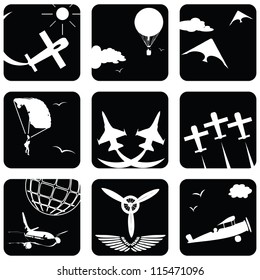 Set of icons for aviation. Vector illustration.
