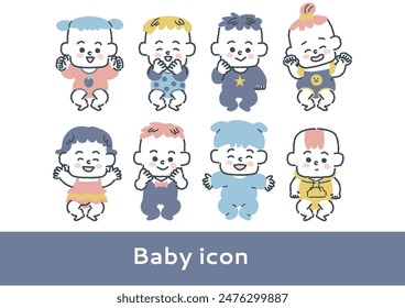 Set of icons for the baby's entire body