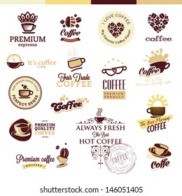 Set of icons and badges for coffee