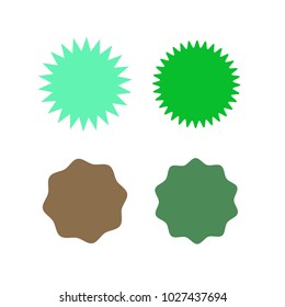 Set of icons badges starburst, sunburst, label, sticker. Different types and colors Design elements. Vector illustration
