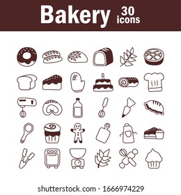 set of icons bakery, line style icon vector illustration design