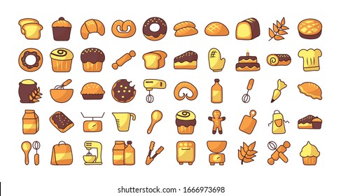 set of icons bakery on white background vector illustration design