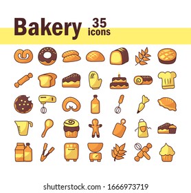 set of icons bakery on white background vector illustration design