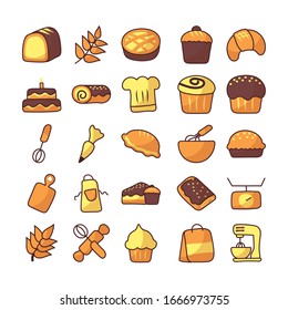 set of icons bakery on white background vector illustration design