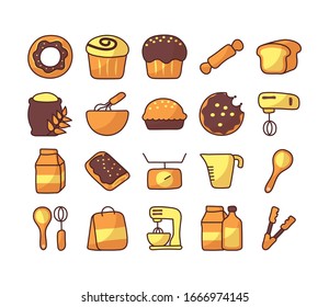 set of icons bakery on white background vector illustration design