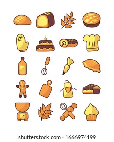 set of icons bakery on white background vector illustration design