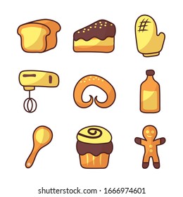 set of icons bakery on white background vector illustration design