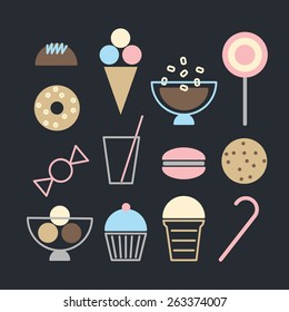 Set with icons baking , sweets and drinks