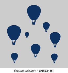Set of icons with a balloon, minimal flat style. Vector illustration on a gray background