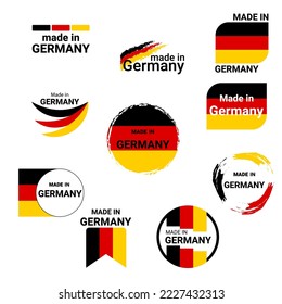 set of icons, banners, buttons with text Made in Germany and german flag