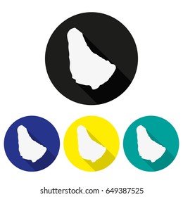 Set of icons Barbados map in flat a style