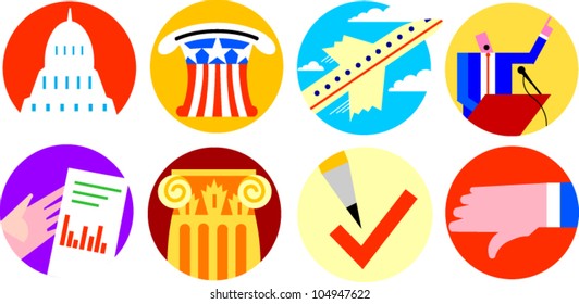 Set of icons based on a government or political theme